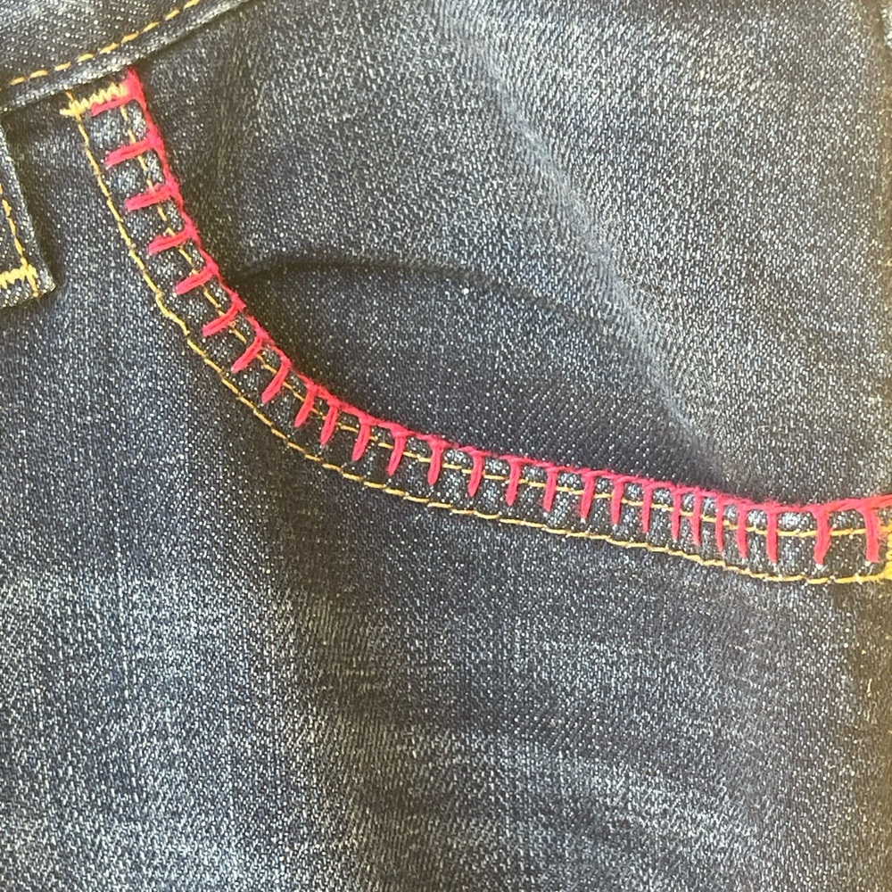 GAP Embroidered Dark Wash Flare Jeans with Floral Accent Size 16 EUC - Picture 11 of 15